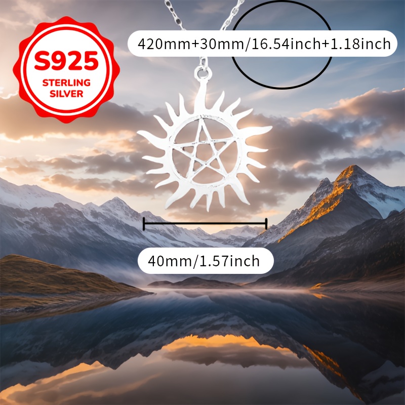 Flame Symbol Pentagram Sun Devil Y2K S925 Silver Pendant Necklace